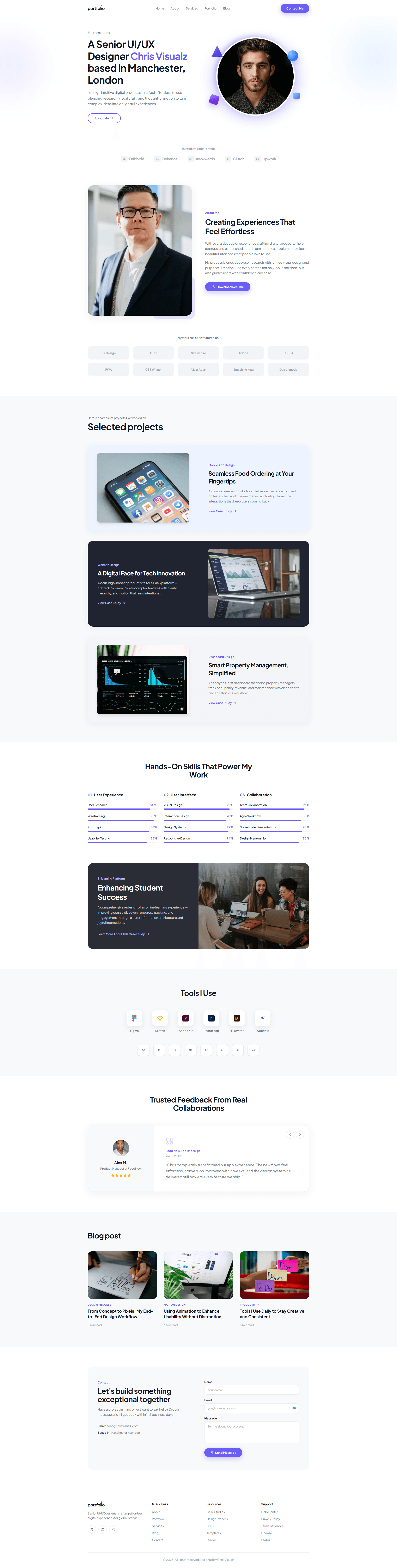 Purple Portfolio website homepage